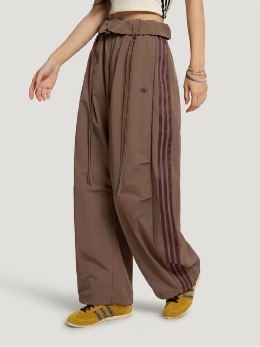 adidas originals women's brown 'curved pants' waistband detail BNWT size M, L